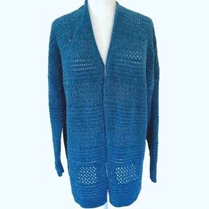 Lane Bryant Women's plus 18/20 2X SOFT Aqua Metallic Cardigan Sweater